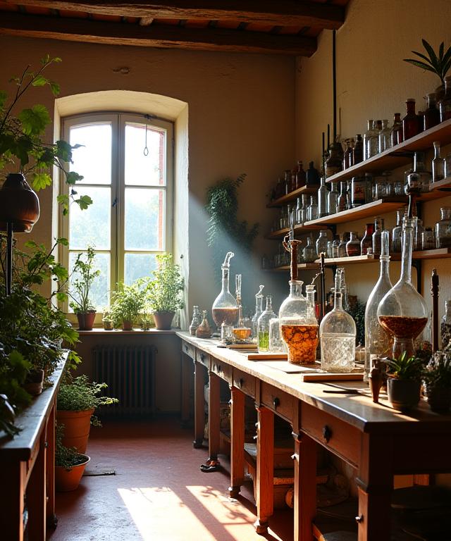 Interno del laboratorio Nuanza Flora a Firenze con strumenti tradizionali e moderni.